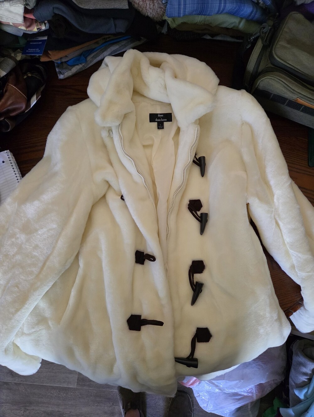 Dennis By Dennis Basso Vintage White Fuax Fur Coat
